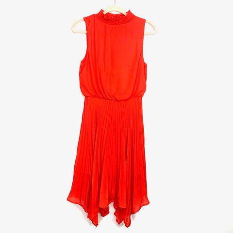 Judith March High Neck Pleated Asymmetric Hem Dress- Size S (sold out onlne)