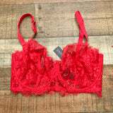 Figleaves Red Pulse Lace Underwired Balcony Bra NWT- Size 34I