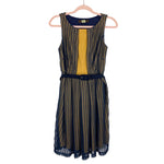 Eva Franco Navy/Mustard Belted Dress- Size 4