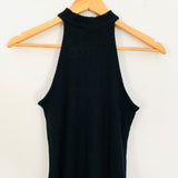 Carbon38 Black High Neck Ribbed Bodycon Dress- Size S