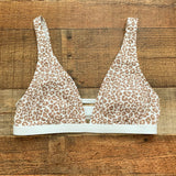 Gianni Bini White/Tan Animal Print Swim Top- Size M