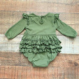 Ruffle Butts Army Green Bubble Romper- Size 0-3M