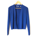 Cyrus Blue Ribbed Open Front Cardigan- Size S