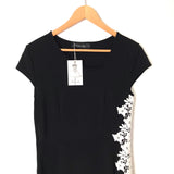 Drimmaks Black Asymmetrical Hem Dress with Lace Trim NWT- Size S