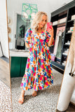 Briton Court Multi Color Floral Puff Sleeve Dress- Size XS (sold out online, see notes)