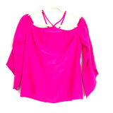 Alice & Trixie Hot Pink Triangle Multi-Strap Off the Shoulder 100% Silk Top- Size S