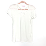 Pink Lily White Criss Cross Front Soft Top- Size S (see notes)