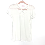 Pink Lily White Criss Cross Front Soft Top- Size S (see notes)