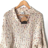 Main Strip Rainbow Flecked Knit Sweater Fringe Hem Sweater NWT- Size S
