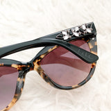 Nicole Miller Black Tortoise Crystal Detail Sunglasses