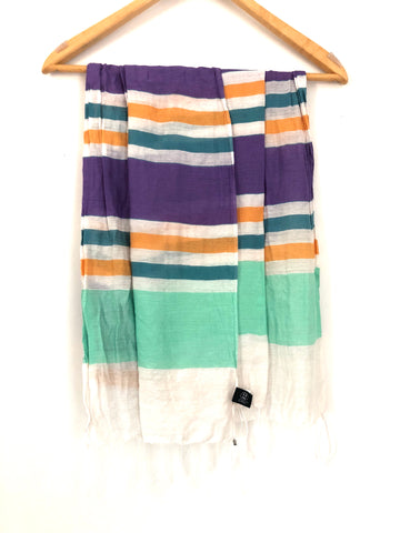 No Brand Striped Scarf with Fringe