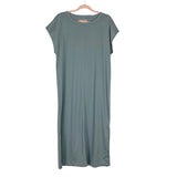 Everlane Faded Sage Luxe Cotton Side-Slit Tee Dress- Size XL