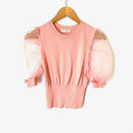 Vestique Pink Sheer Tulle Sleeve Top- Size M