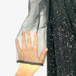 Eloquii Black Sequins Sheer Puff Sleeve Jumpsuit- Size 14