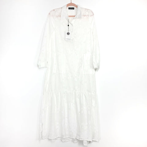 Sonja By Sonja Morgan White Lace Side Slit Cover Up Dress NWT- Size ~S (see notes)