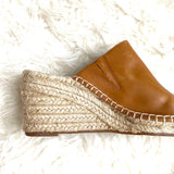 Sole Society Caleena Espadrille Wedge Brown Leather - Size 7