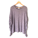 Caslon Heathered Purple Ruched Long Sleeved Super Soft Top- Size L