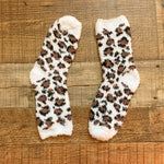 No Brand White/Brown/Black Leopard Print Fuzzy Socks