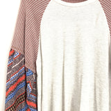 Hummingbird Striped Colorful Bubble Sleeve Blouse - Size S