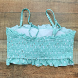 No Brand Mint Green Floral Print Smocked Top- Size M (We Have Matching Bottom!)