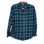 Old Navy Green/Navy/Pink Flannel Button Up NWT- Size S