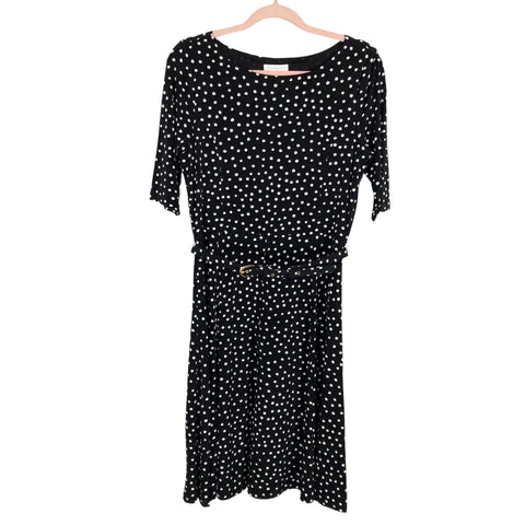 Charter Club Black with White Polka Dots Belted Dress- Size S