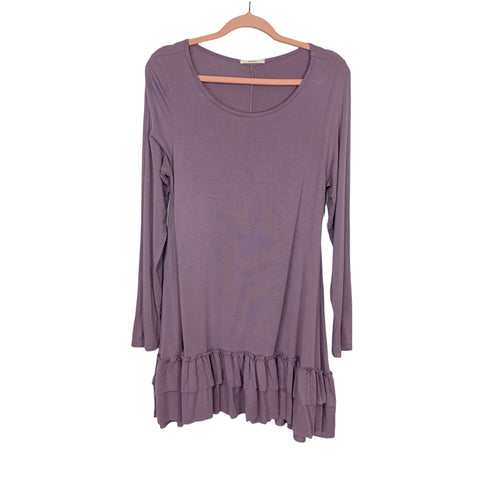 Easel Purple Ruffle Bottom Tunic- Size ~M (See Notes)