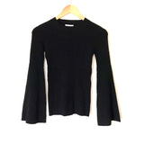 Pink Lily Black Light Ribbed Knit Bell Sleeve Sweater- Size S