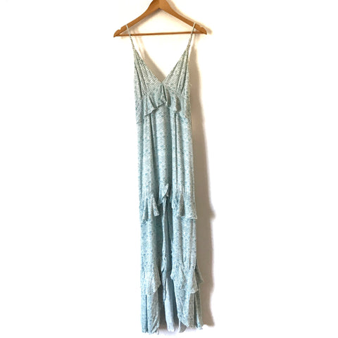 Cotton Candy LA Turquoise Printed Tiered Ruffle Maxi Dress NWT- Size S