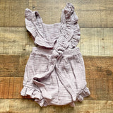 No Brand Purple Muslin Drawstring Romper- Size ~Size 6-9M (see notes)