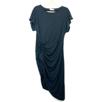 Amaryllis Black Ribbed Ruched Side Dress- Size L