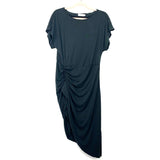 Amaryllis Black Ribbed Ruched Side Dress- Size L