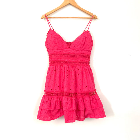 Chicways Hot Pink Eyelet Dress- Size S