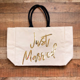 Two's Company Canvas Just Married Tote Bag