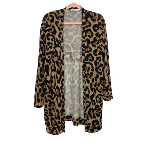 Amaryllis Animal Print Front Pocket Cardigan- Size L