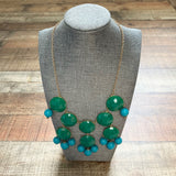 No Brand Teal Drop Pendant with Aqua Beads Necklace