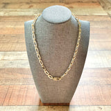 Treasure Jewels Gold Paperclip Chain with Rhinestone Lock Necklace