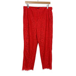 J Crew Red Lace Pull On High Rise Wide Leg Pants NWT- Size 10 (Inseam 25”)