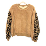 POL Sherpa Animal Print Side Zippers Pullover Sweater- Size ~M/L