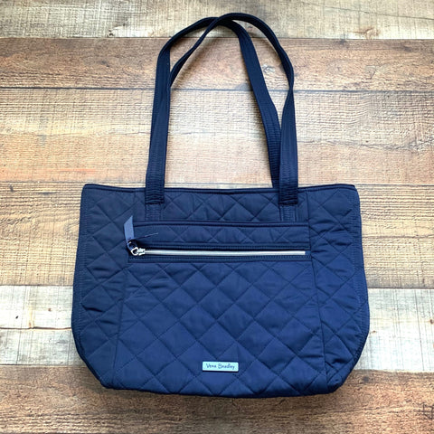 Vera Bradley Navy Quilted Performance Twill Collection Tote Bag Like New