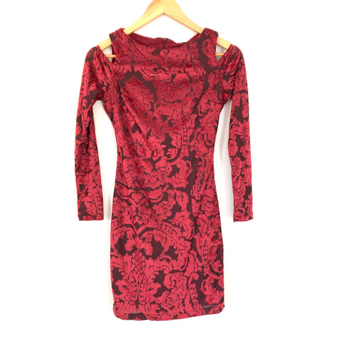 Maggy London Cold Shoulder Velvet Floral Dress- Size 0
