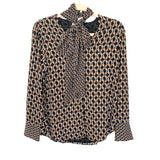 Chico's Chain Print Neck Tie Button Down Blouse- Size 4/6