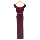 Premier Amour Wine Velvet Off the Shoulder Jumpsuit- Size ~S (see notes)
