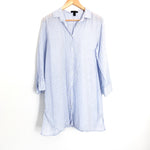 J Crew Blue Striped Button Up Sheer Light Weight Tunic/Cover Up- Size L