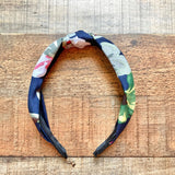 No Brand Navy Floral Pattern Knot Headband
