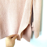 Aerie Pink V Neck Bell Sleeve Side Slit Sweater- Size XS