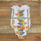 Shein White Floral Print One Piece Swimsuit NWOT- Size S