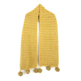 No Brand Mustard Wool Like Scarf with Pom Poms