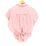 Madewell Pink Striped Tie Front Blouse- Size XS
