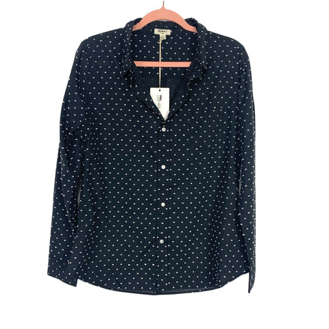 Dylan Black/White Swiss Dot Button Up Top NWT- Size S